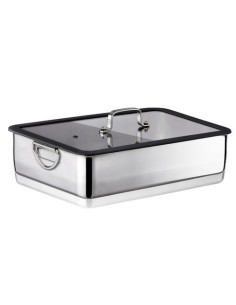 MAXIMA TEGLIA RETTANGOLARE 36X25 CM C/COPERCHIO INOXRIV su TreG Ing...