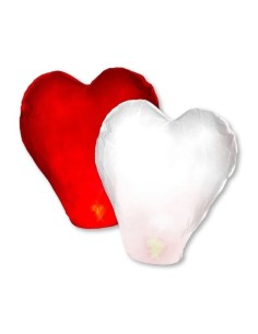 LANTERNA VOLANTE FORMA CUORE DIAM.85CM. COL.RE ROSSO/BIANCO su TreG...