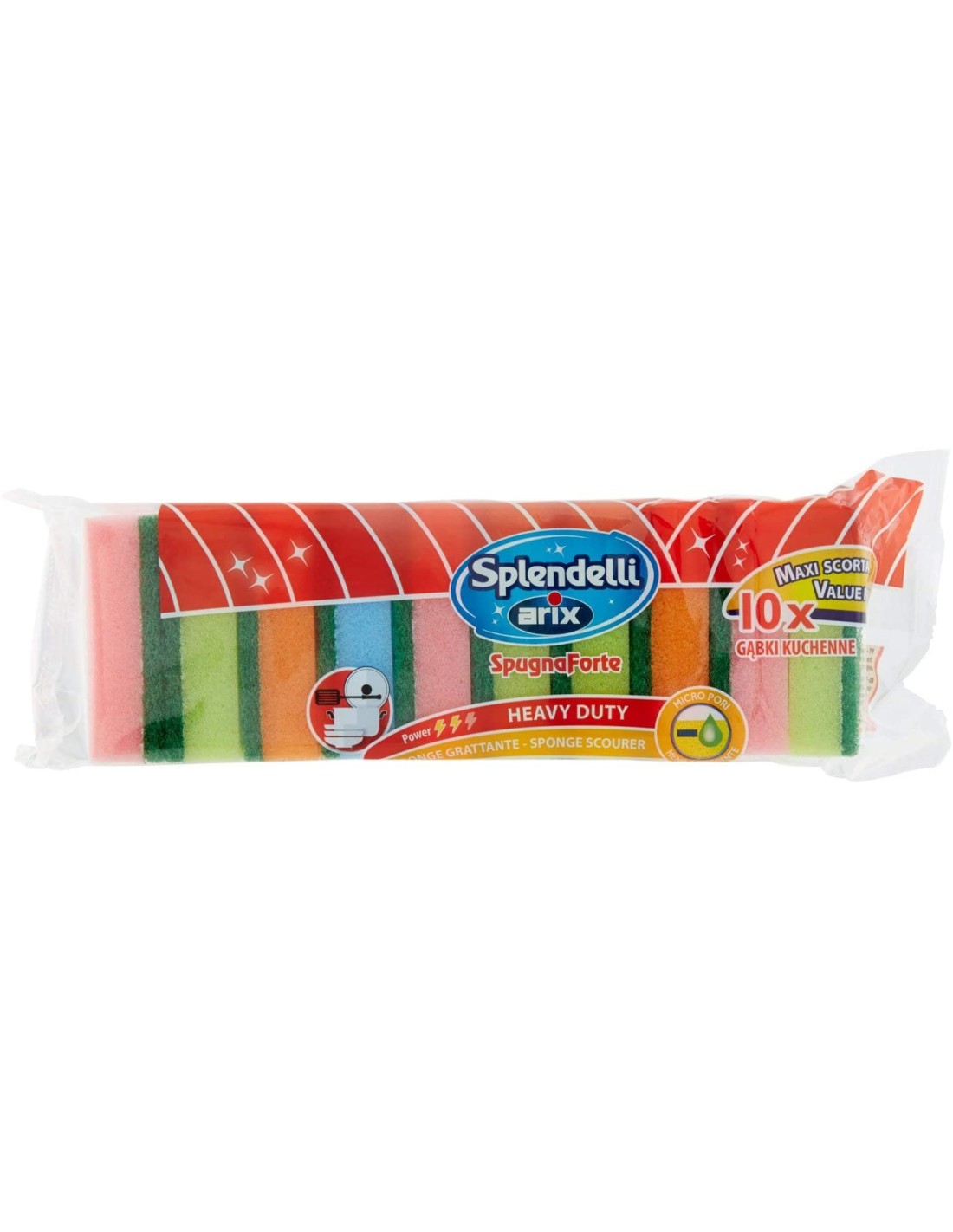 SPUGNA ABRASIVA CONF 10 PEZZI COLORATE su TreG Ingrosso