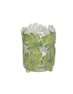 PORTACANDELE 852810 MET VERDE FOGLIE su TreG Ingrosso