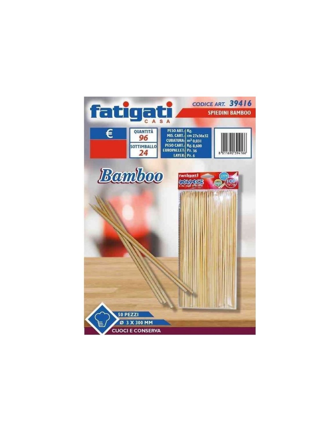 CONF 50 SPIEDINI 39416 BAMBOO 30CM su TreG Ingrosso