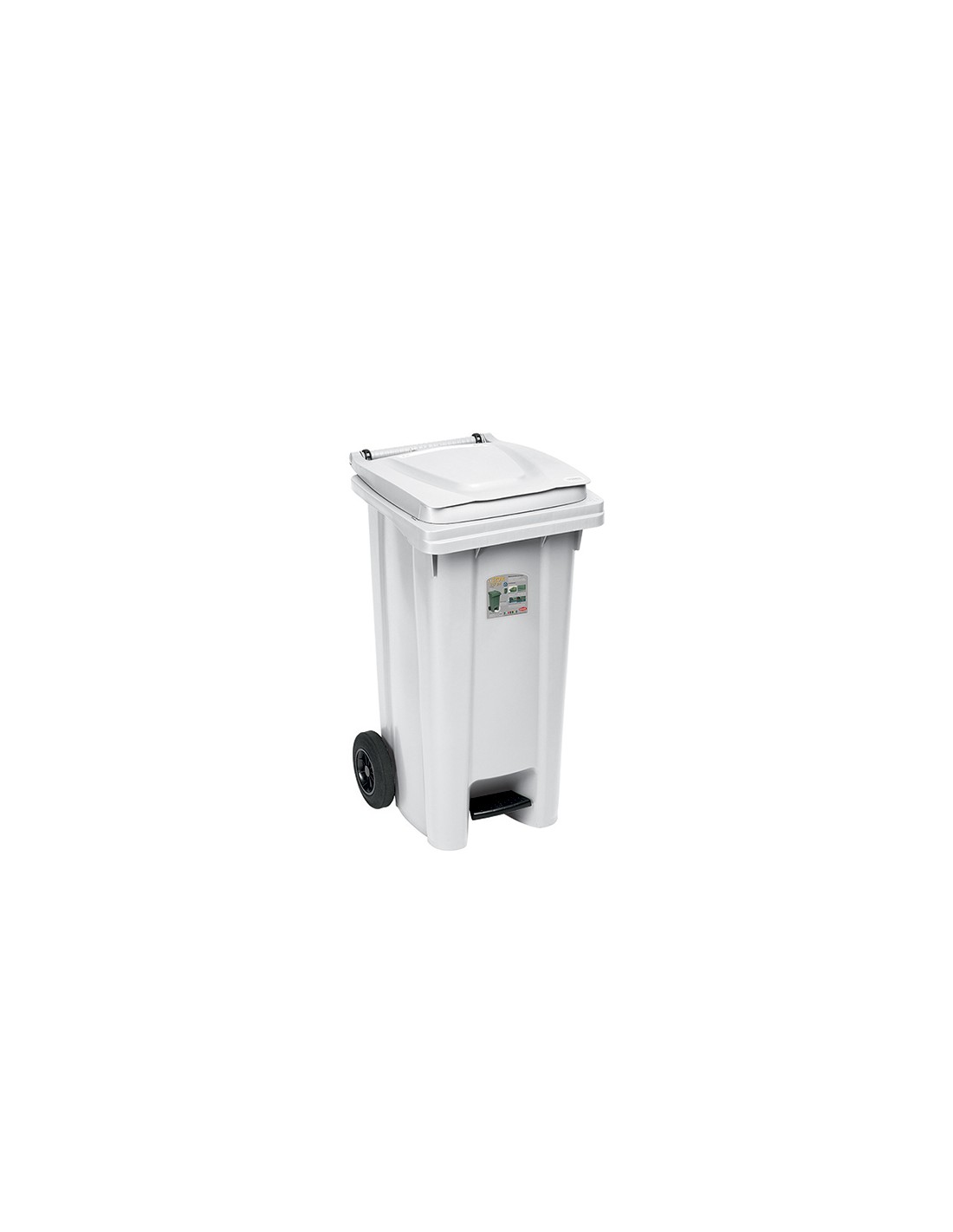 BIDONE PER IMMONDIZIA CON RUOTE E PEDALE 120 LT BIANCO STEFANPLAST ...