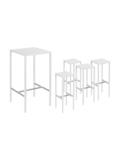 TAVOLO SEASIDE 75X75 H110 C/4 SGABELLI BIANCO su TreG Ingrosso