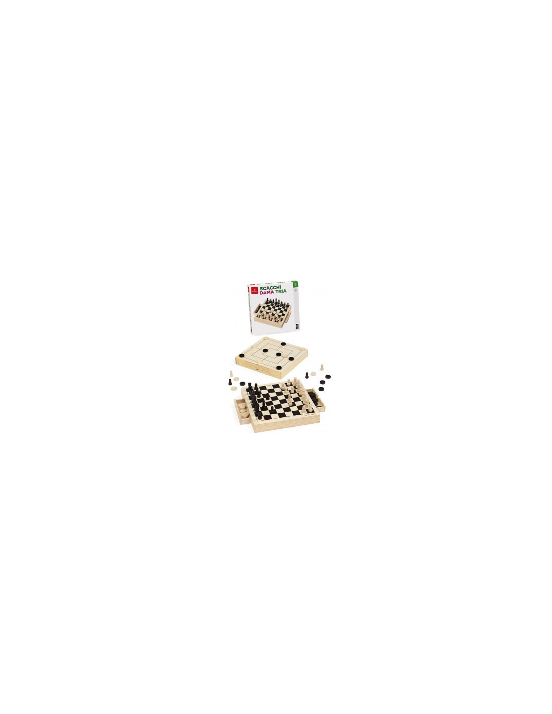 GIOCO 053490 SCACCHI DAMA TRIA LEGNO 30CM su TreG Ingrosso