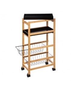 CARRELLO BAMBOO 2 CESTINI+2 VASSOI 40X22X83CM su TreG Ingrosso