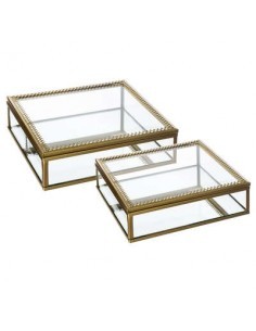 SCATOLA 157017 2 MIS VETRO/METALLO 18X18X6CM su TreG Ingrosso