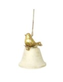 CAMPANA METALLO CON UCCELLINO ORO 8CM su TreG Ingrosso