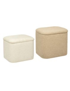POUF 197354B 2 MIS MDF BEIGE 40X35X37,5CM