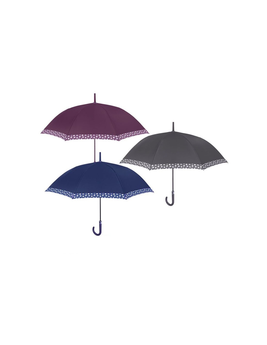 OMBRELLO DONNA 61 CM AUTOMATICO UNITO BORDO POIS