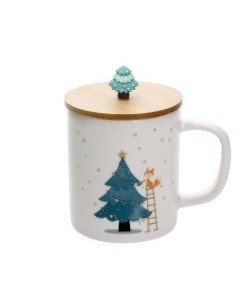 NATALE CHERRY XMAS MUG 400CC CON COPERCHIO BAMBOO