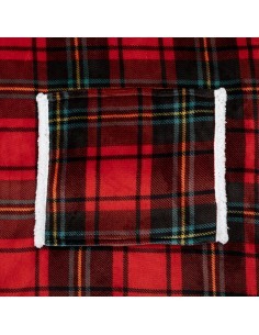 PLAID 181122C FELPA CON CAPPUCCIO TARTAN ROSSO