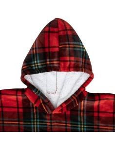 PLAID 181122C FELPA CON CAPPUCCIO TARTAN ROSSO