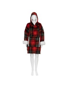PLAID 181122C FELPA CON CAPPUCCIO TARTAN ROSSO