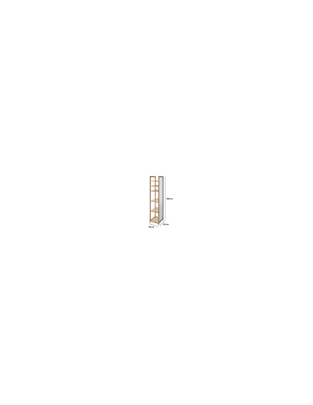 SCAFFALE BAMBOO C/SPECCHIO 35X35X168CM su TreG Ingrosso