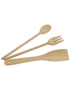 TRIS UTENSILI CUCINA IN LEGNO 40 CM 35172 su TreG Ingrosso