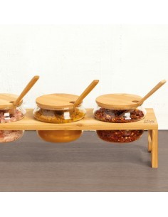 SET 5 PEZZI 179622 VASETTI C/MENSOLA BAMBOO su TreG Ingrosso