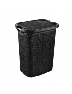 PORTABIANCHERIA CANVAS 60LT NERO MANICI LEGNO su TreG Ingrosso