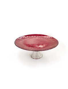 ALZATA VETRO ROMANTIC CON BASE 28X12CM ROSSO su TreG Ingrosso