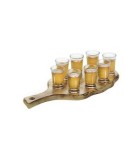 SET TAGLIERE LEGNO CON 8 BICCHIERI LIQUORE su TreG Ingrosso