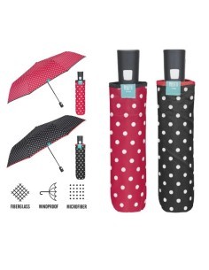 26326 OMBRELLO MINI DONNA AUTOMATICO TINTA UNITA CON POIS