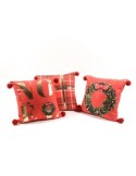 CUSCINO GOLDEN NOEL ROSSO 45X45CM DECORI ASSORTITI su TreG Ingrosso