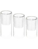 SET 3 CANDELE LED 187641 15/20/25CM BASE VETRO