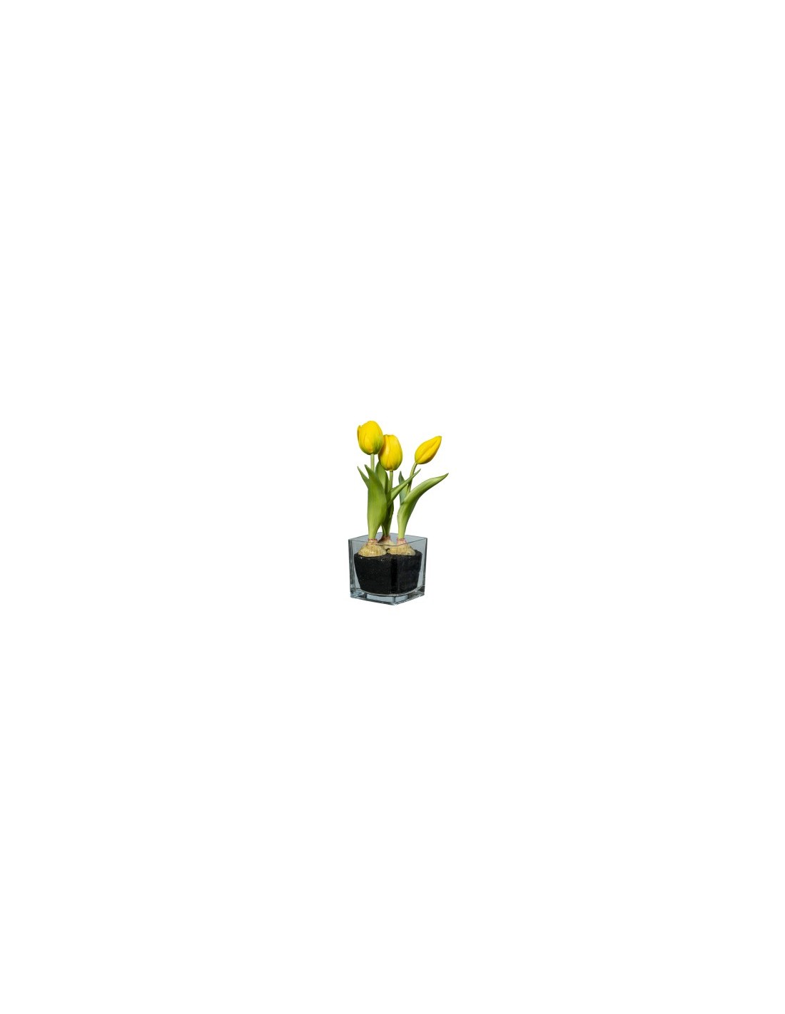 FIORE 1812001313 TULIPANO GIALLO 23CM CON VASO VETRO