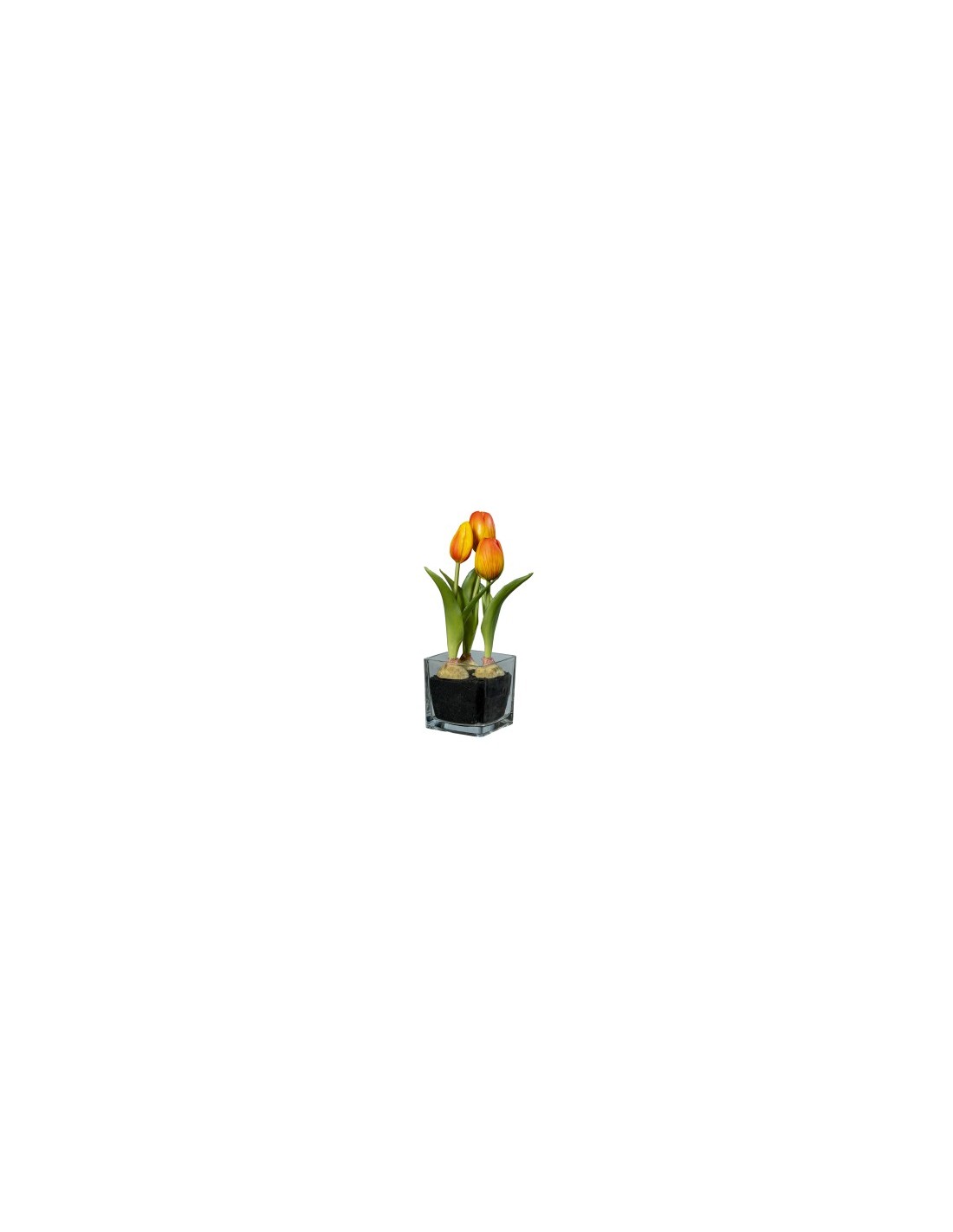 FIORE 1812001314 TULIPANO ARANCIO 23CM CON VASO VETRO