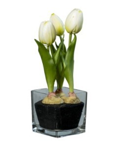 FIORE 1812001336 TULIPANO BIANCO 23CM CON VASO VETRO