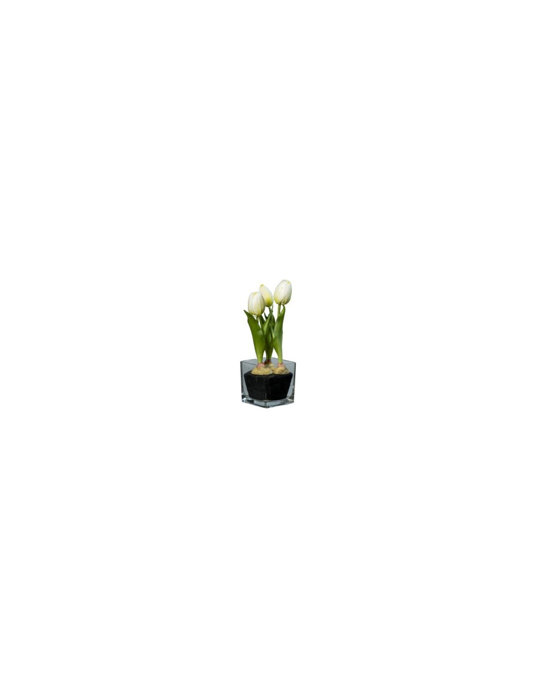 FIORE 1812001336 TULIPANO BIANCO 23CM CON VASO VETRO