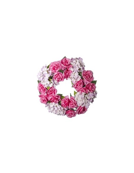 GHIRLANDA ROSE/HYDRANGEA D50CM ROSA/VIOLETTO
