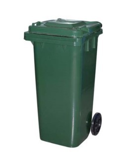 BIDONE QUADRO 120LT VERDE CON RUOTE E PEDALE