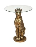 TAVOLINO 197754 WILD LEOPARD 40X52CM RESINA/VETRO