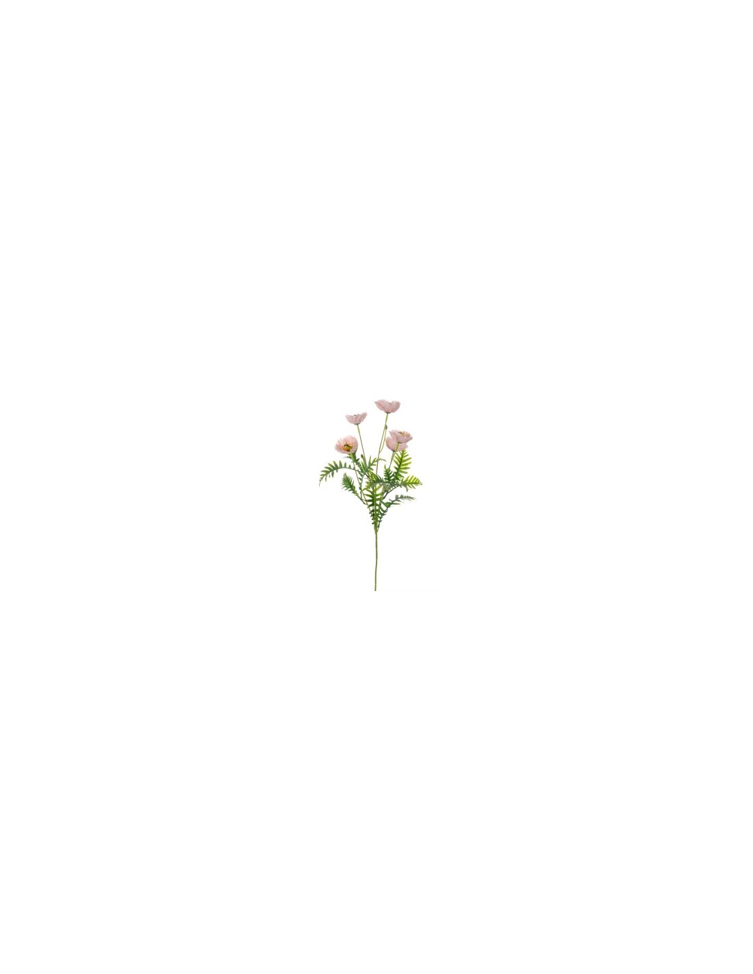 FIORE 268004611 5 PAPAVERI ROSA CON FOGLIE