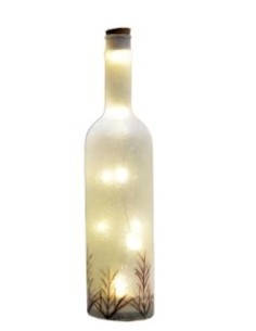 BOTTIGLIA VETRO 32CM CON LED BIANCO CALDO