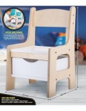 Montessori Wood Toy Box Chair, Sedia in Legno con Cassetto Portagiochi, Gioco Educativo Montessori, Sedia Sicura e Resistente