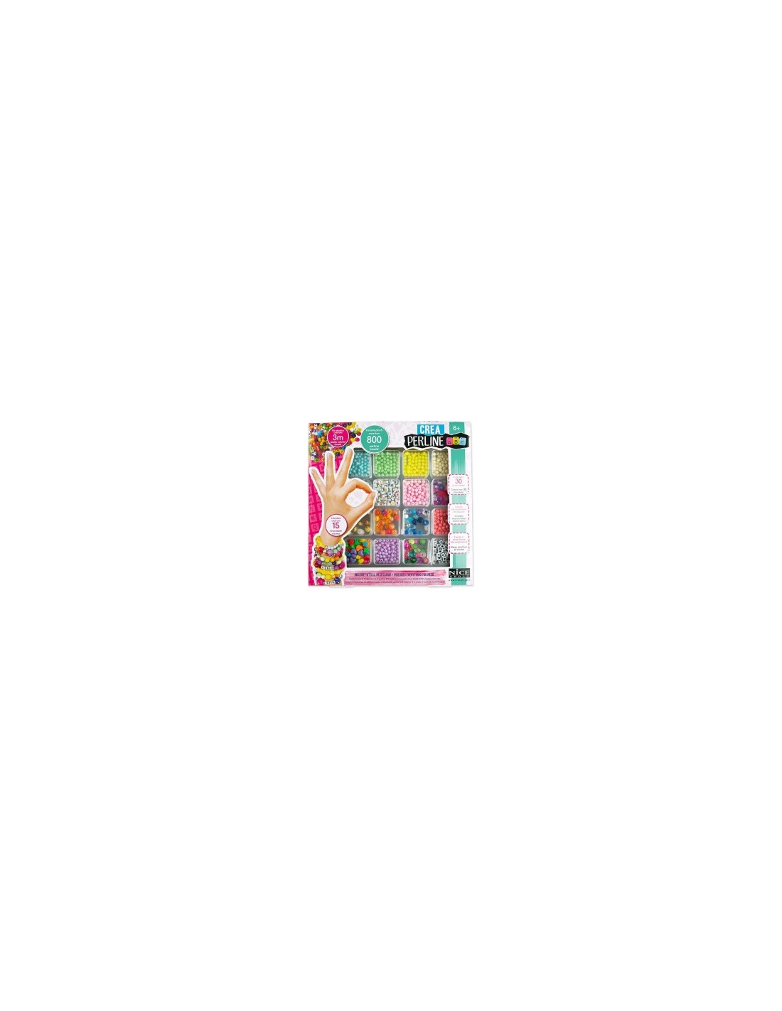 Perline ABC 800 pezzi, creazione braccialetti, collane per bambini, kit bijoux, perline colorate, Nice Group