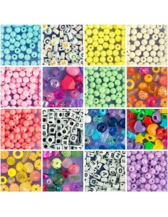 Perline ABC 800 pezzi, creazione braccialetti, collane per bambini, kit bijoux, perline colorate, Nice Group