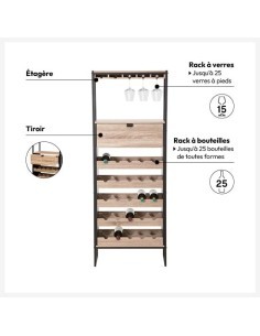 MOBILE PORTABOTTIGLIE 189646 ALIAJ 25P 60X30X160CM EFFETTO ROVERE NATU