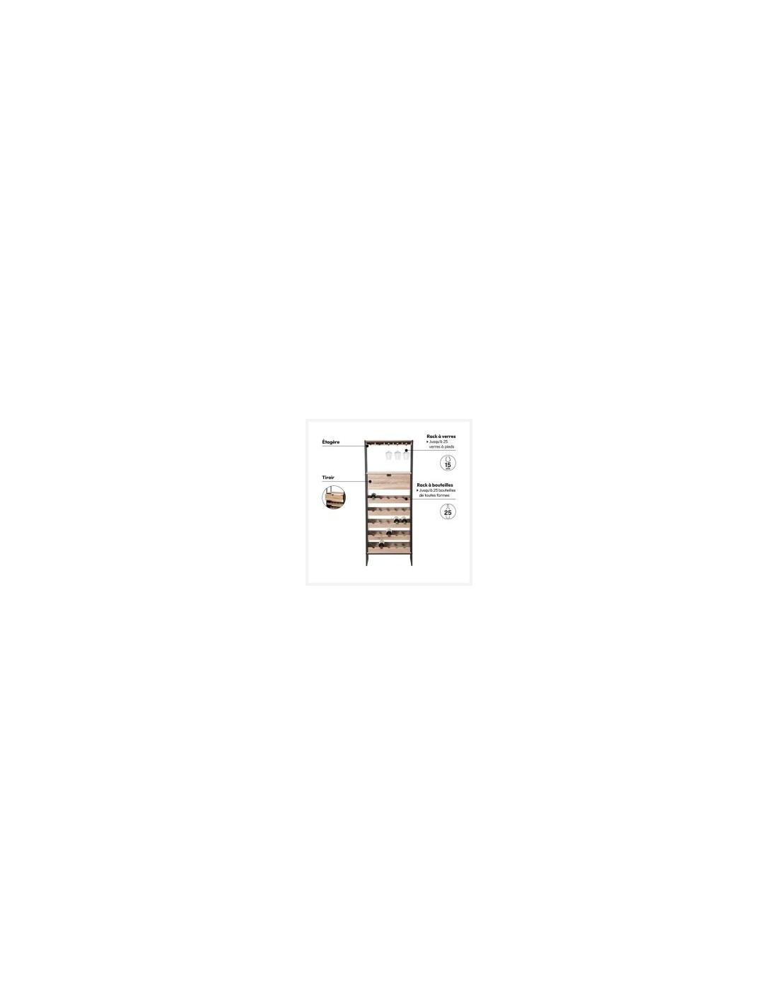 MOBILE PORTABOTTIGLIE 189646 ALIAJ 25P 60X30X160CM EFFETTO ROVERE NATU