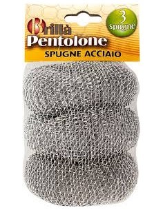 CONFEZIONE 3 PZ SPUGNE IN ACCIAIO 30 GR LA BRIANTINA su TreG Ingrosso