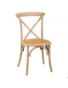 SEDIA CROSS 280659 LEGNO NATURALE SEDUTA INTRECCIO IMPILABILE su Tr...