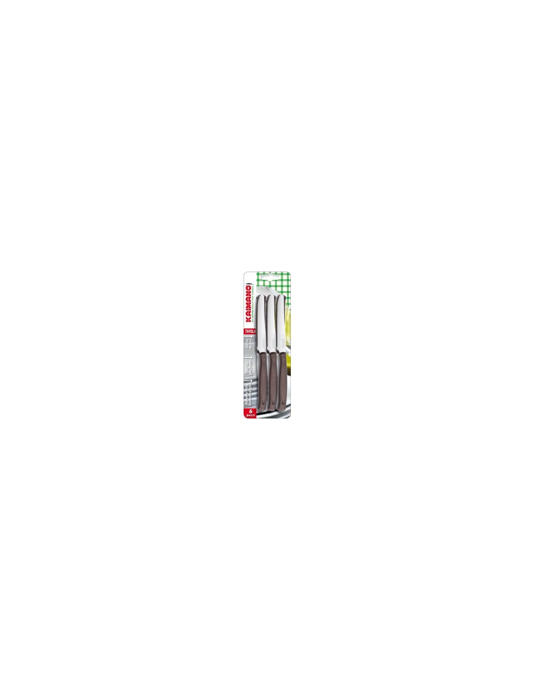 KAIMANO COLTELLO TAVOLA SET 6 PZ COLORI ASSORTITI su TreG Ingrosso
