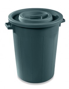 BIDONE IN PLASTICA 100 LT NERO C/COPERCHIO PLASTIME su TreG Ingrosso