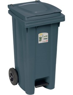 BIDONE IMMONDIZIA CON RUOTE E PEDALE 120 LT GRIGIO STEFANPLAST su T...