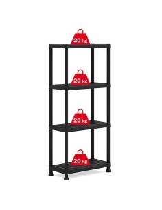 KIS SCAFFALE A 4 RIPIANI COLORE NERO KETER su TreG Ingrosso