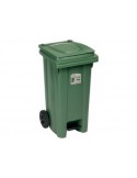BIDONE IMMONDIZIA CON RUOTE E PEDALE 120 LT VERDE STEFANPLAST su Tr...