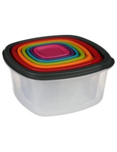 SET 7 CONTENITORI 120392 CON COPERCHIO QUADRATI su TreG Ingrosso