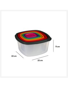 SET 7 CONTENITORI 120392 CON COPERCHIO QUADRATI su TreG Ingrosso