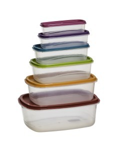 SET 6 CONTENITORI 120393 CON COPERHIO RETTANGOLARE su TreG Ingrosso